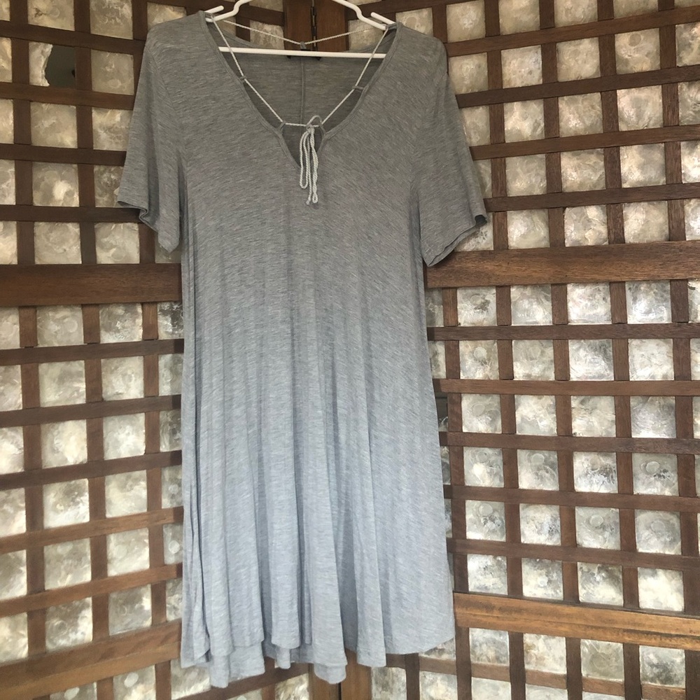 Very J Light Gray Casual Dress with Rope Detail